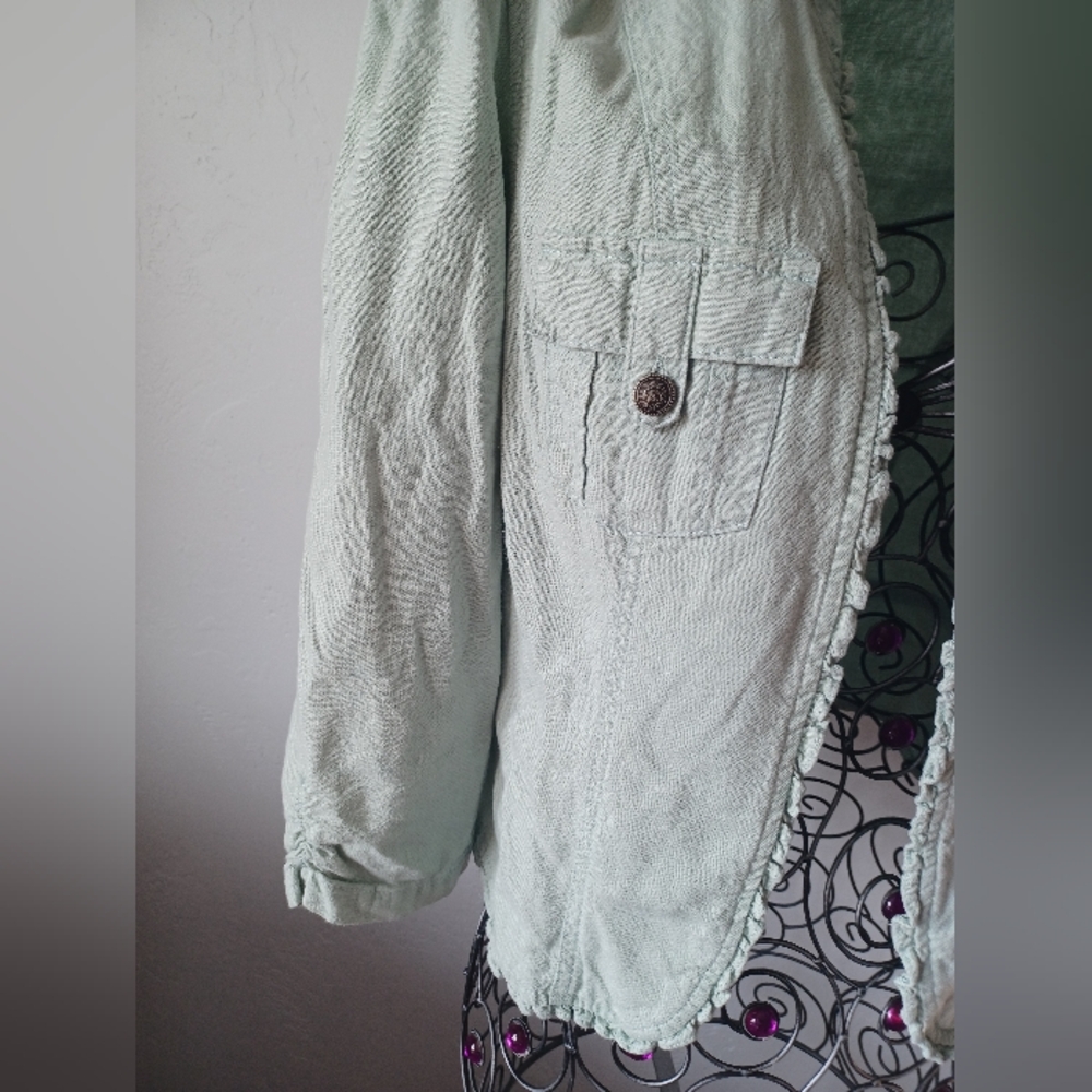 Maurices Pale Mint Open Front Linen Blend Jacket - Picture 4 of 6